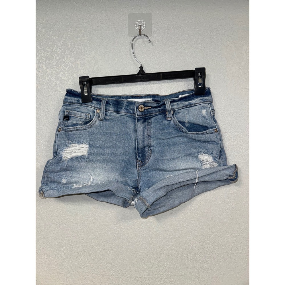 KanCan Maurices Distressed Denim Shorts‎ Light Wash Cuffed Size 25